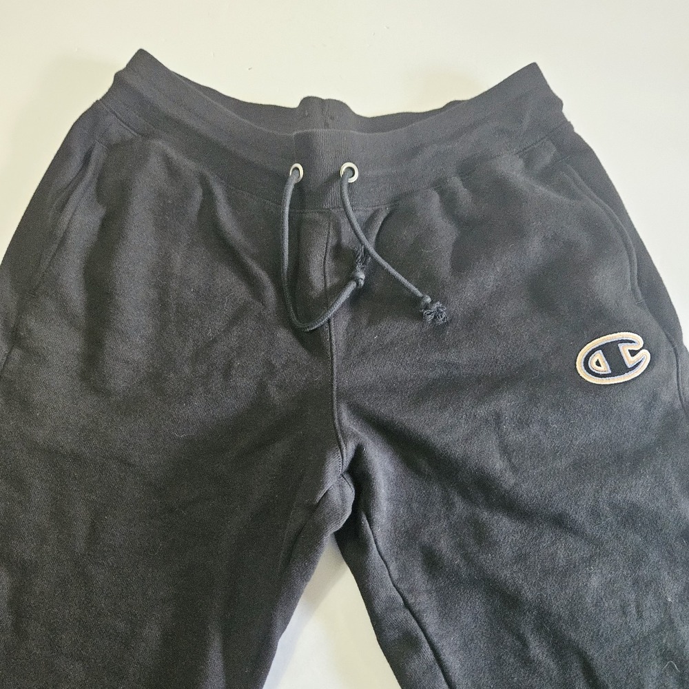 Champion Reverse Weave Black Jogger Sweatpants Women's Large Pockets Logo Cotton - Picture 4 of 6